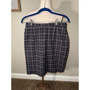 Pendleton Wool Plaid Pencil Skirt Womens Size 10 Charcoal Pink Classic Office